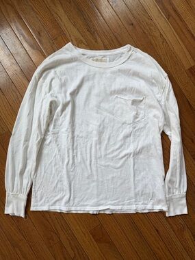 Free People We The Free White Long Sleeve Pocket Tee
